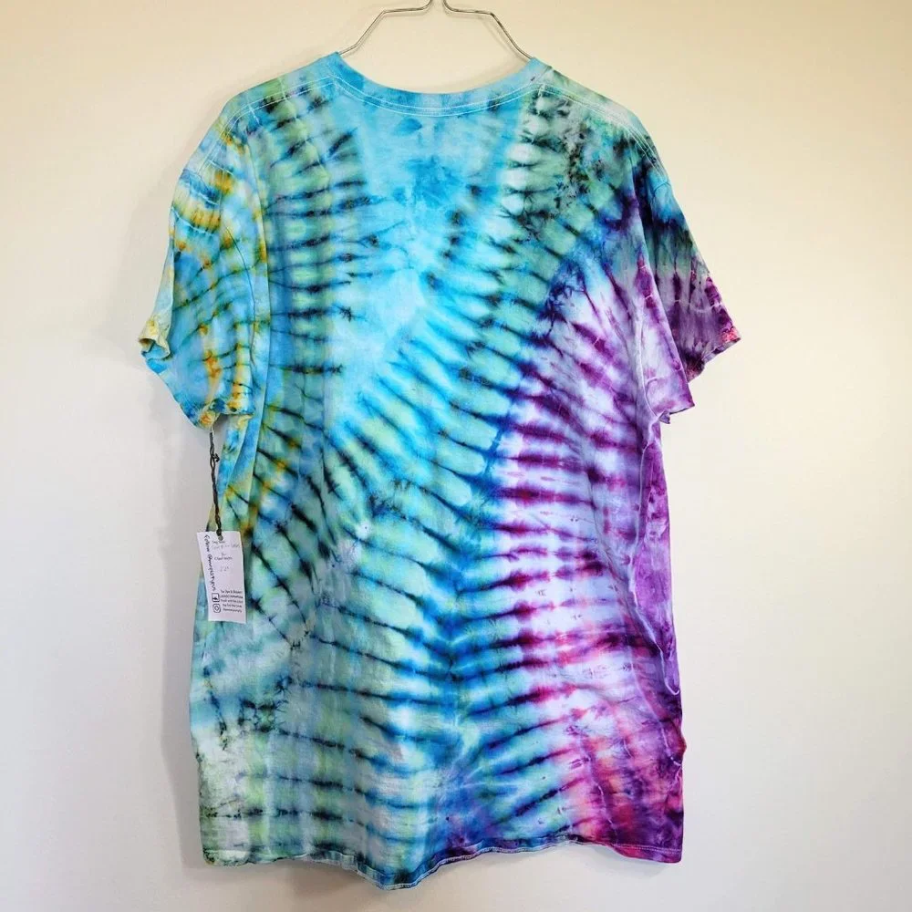 Custom Unisex Blue, Purple, & Green Tie-Dye T-Shirt - Picture 6 of 7
